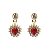 AOMU Korea Design Purple Crystal Love Heart Rhinestone Teardrop Pearl Long Tassel Resin Flower Gold Stud Earrings for Women Girl