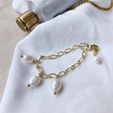 HUANZHI 2019 New Korean Simple Gold Metal Plated Human Head Coin Pearl Portrait Leaf Bracelets for Women Girl Bangle Party Gift