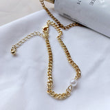 HUANZHI 2019 New Korean Simple Gold Metal Plated Human Head Coin Pearl Portrait Leaf Bracelets for Women Girl Bangle Party Gift